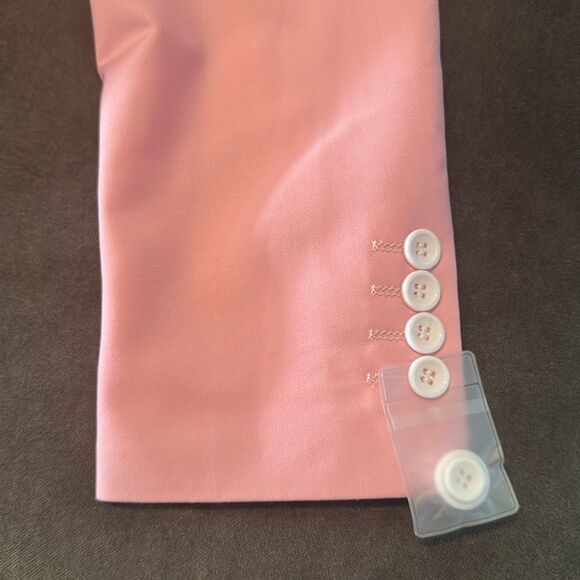 Men’s Pink Slim Fit 2 Piece Suit Double Breasted Peak Lapel Jacket 38 Pants 34 - Picture 13 of 13